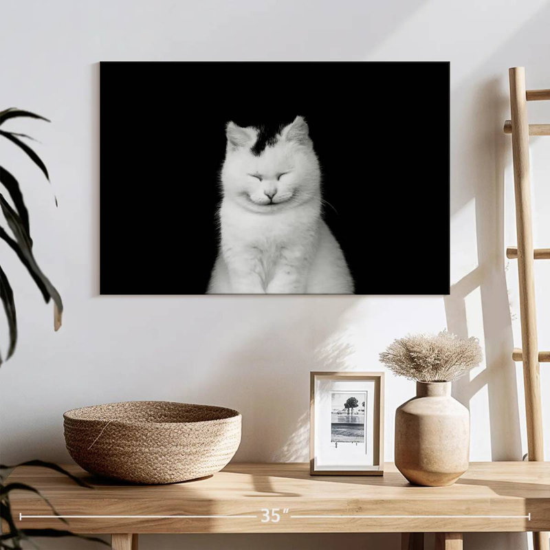 Brampt Delighted White Cat, 24" H x 36" W