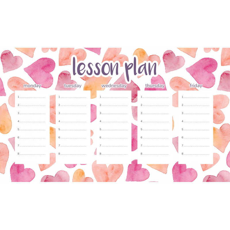 Magnetic Lesson Plan Pink and Orange Hearts
