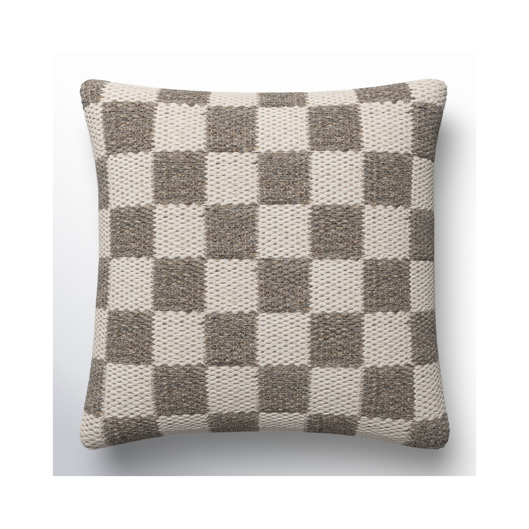 Kimbell Checkered Wool Throw Pillow, Down, 20" x 20"
