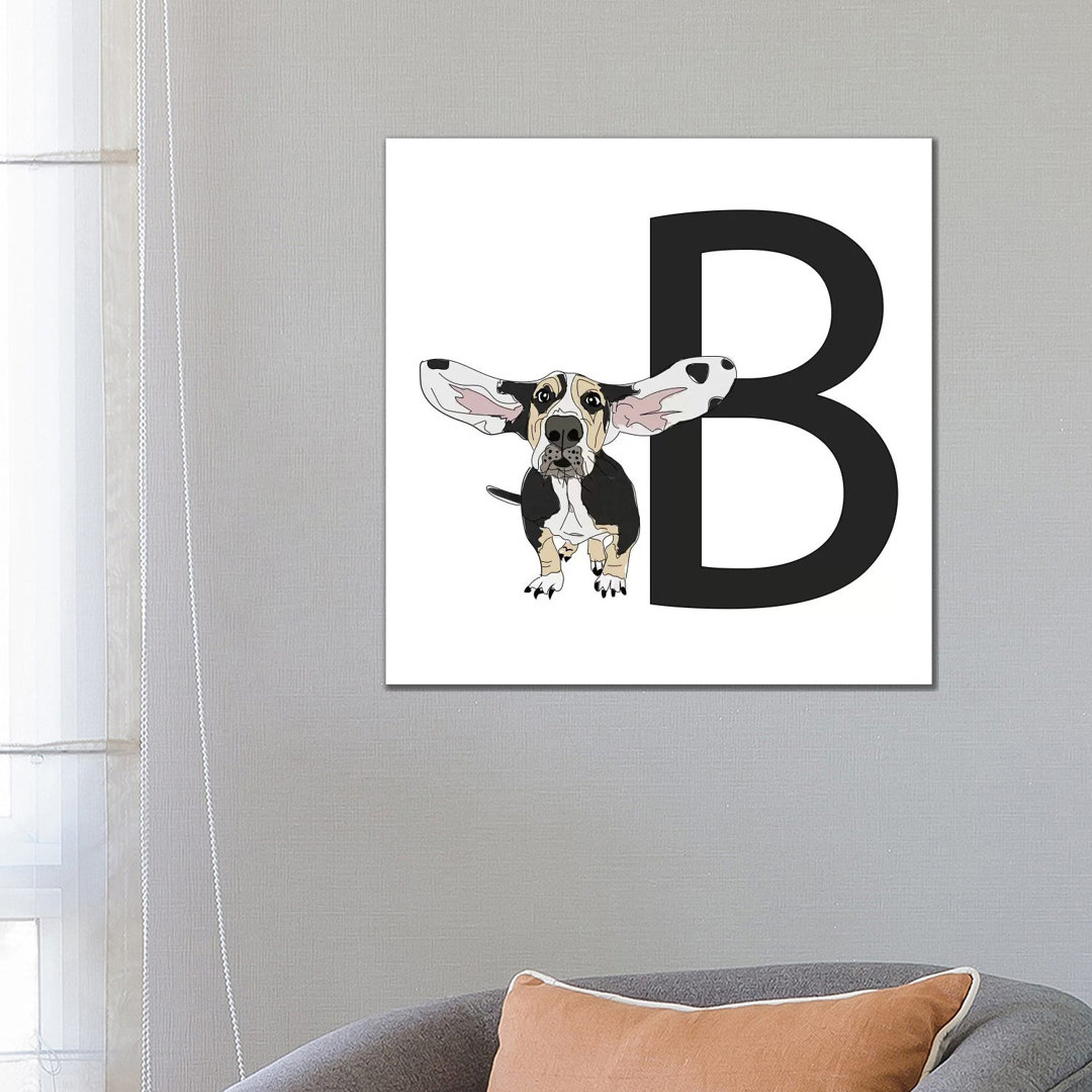 B Is For Basset Hound von Sketch And Paws - Gallery-Wrapped Canvas Giclée on Canvas