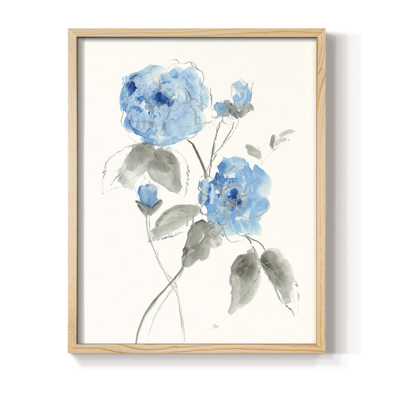 Sketchy Blue III Framed Print - Solid Wood
