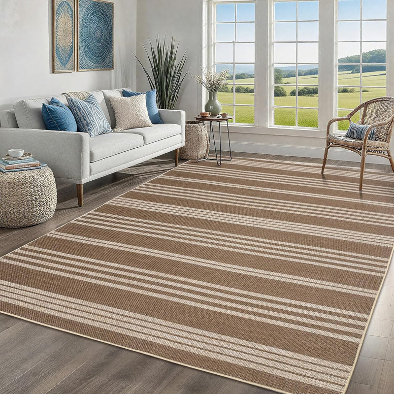 2x6 Jute Rug – Washable, Non-Slip, Woven Carpet for Kitchen, Entryway, Bathroom, Laundry Room (Brown), Rectangle 4' x 6'