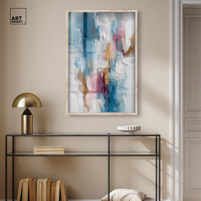 Décoration murale moderne pétale rose et bleu océan «I Shadowbox» par Art Remedy