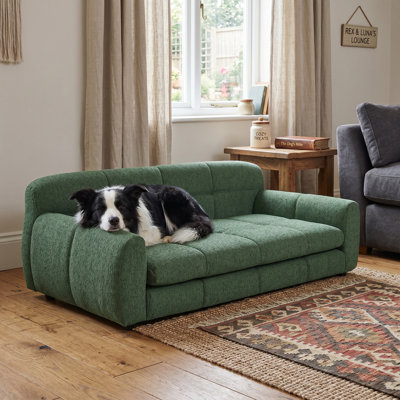 Canapé-lit en lin durable pour chiens de grande taille et surdimensionnés, lit surélevé moderne avec accoudoirs et dossier, mobilier confortable pour animaux de compagnie