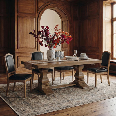 Table de salle à manger à tréteaux en bois massif L 86 po x l 38 po Vitti Farmhouse