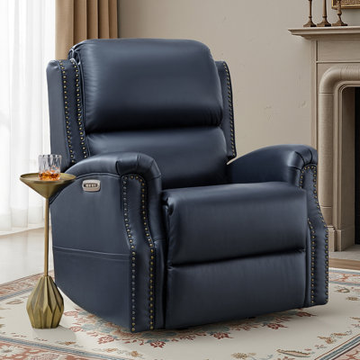 Fauteuil inclinable et oscillant pivotant traditionnel en cuir véritable Bouton