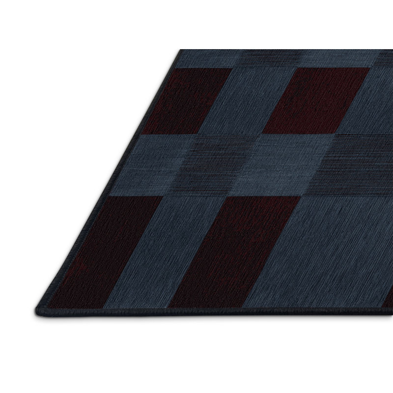 Tapis gris à carreaux lavable à la machine, Rectangulaire 8 pi x 10 pi