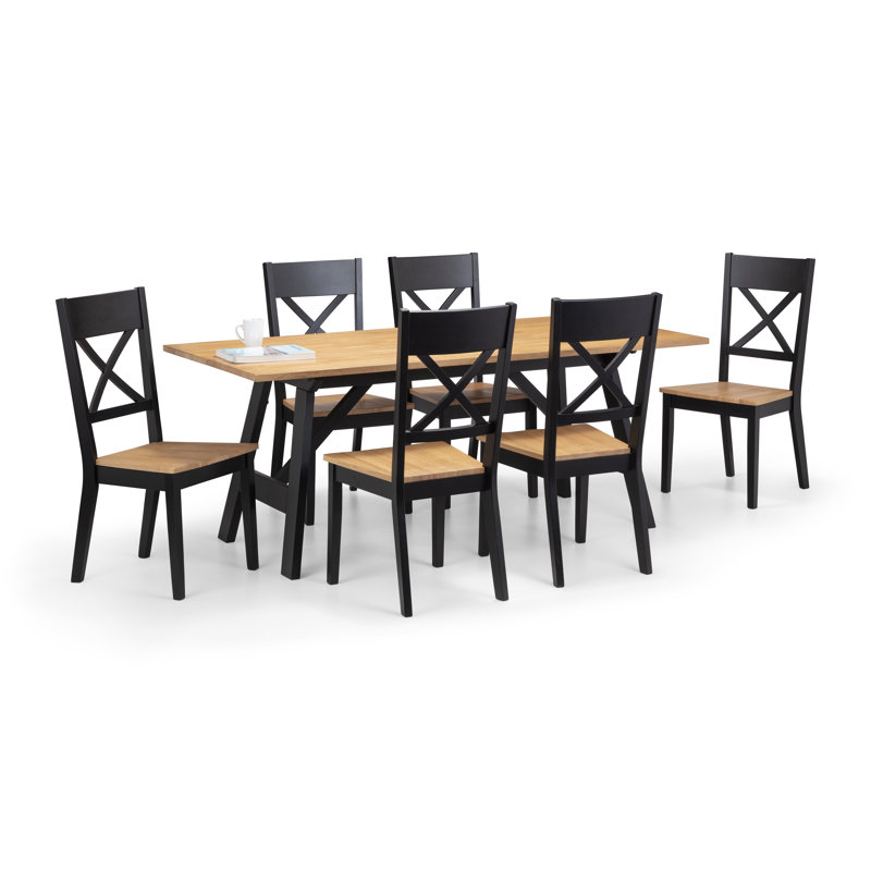 Mulford 6 - Person Rubberwood Solid Wood Dining Set, 7 Pieces, 1 Table, 6 Chairs
