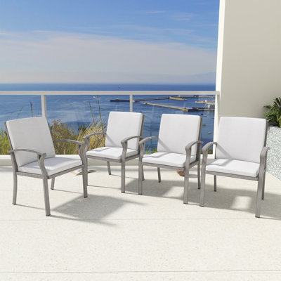 Chaise de salle à manger en aluminium avec coussin (ensemble de 4)