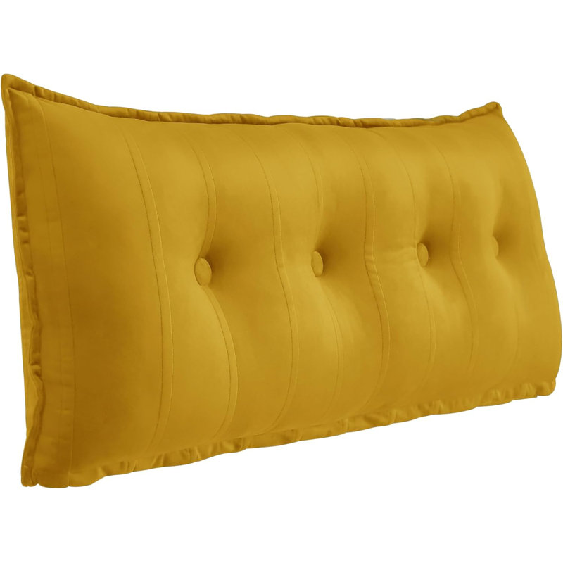 Sit-up Back Comfort 100% Cotton Velvet Button Tufted Bed Rest Headboard Decorative Back Support Pillow, Accent Side Sleeper Body Pillow Compression