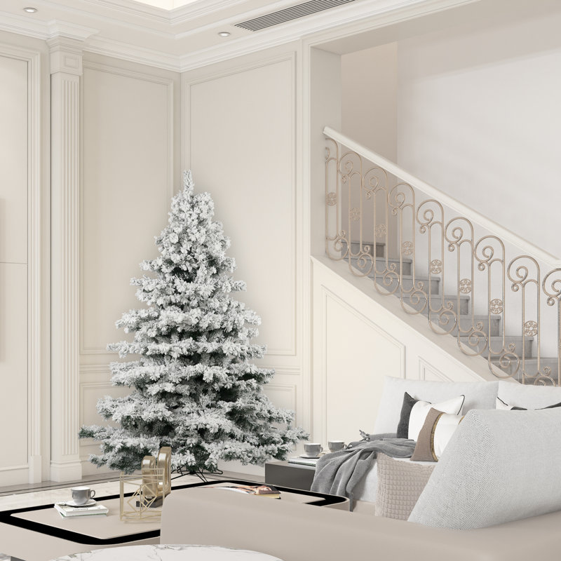 Flocked Alaskan White Pine Artificial Christmas Tree, 7.5' H