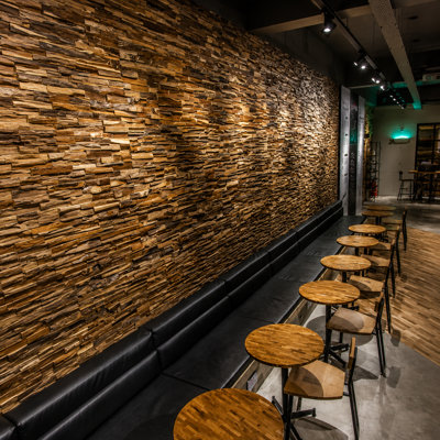MB-003 – Panneau mural en teck recyclé d'aspect teck