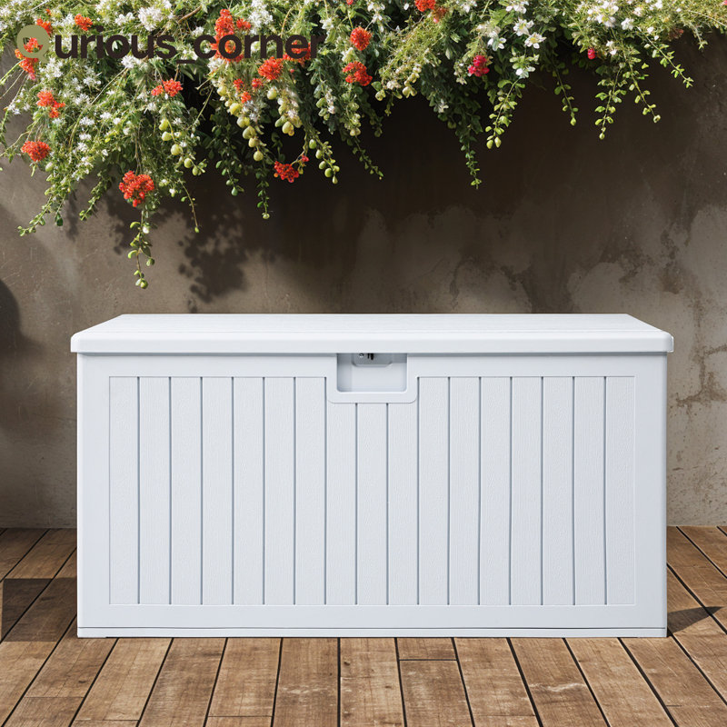 Balconera  Water Resistant Resin Lockable Deck Box, 150, White