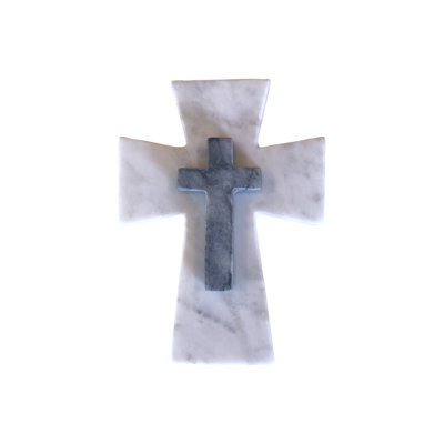 Croix de marbre St Bernard blanc noir