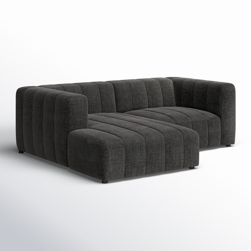 Bowry 88" Wide Sofa & Chaise, Left Hand Facing, Saxon Charcoal Polyester