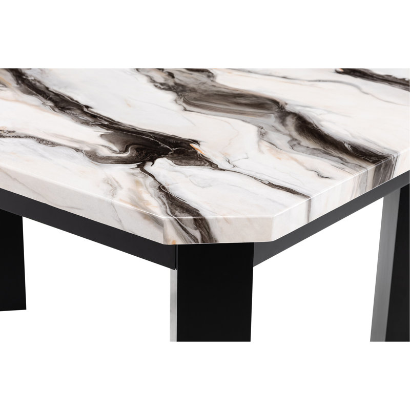 Table rectangulaire moderne pour 6 personnes, rectangulaire, base à 4 pieds, plateau épais, jolie table de bar rectangulaire, nombre de places assises