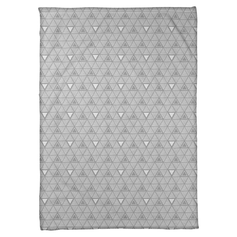 Couverture polairee triangles à la main, l 50 po x L 60 po, Gris / blanc
