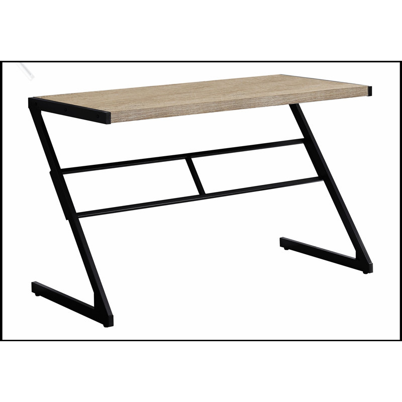 Modern Z-Shaped Metal Base Computer Desk, for Home Office and Small Spaces with Ample Work Surface.