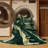 Machine Washable Vehicles And Transportation Mountain Railway Train Rustic Rug in Green – Green Binding-2077685876
