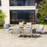 Ensemble de salle à manger d'extérieur 7 pièces pour 6 personnes, table de patio rectangulaire en aluminium avec trou pour parasol