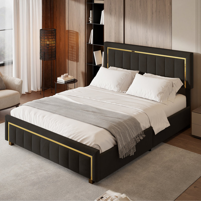 Ottoman Storage Bed, European Kingsize (160 x 200 cm), Black