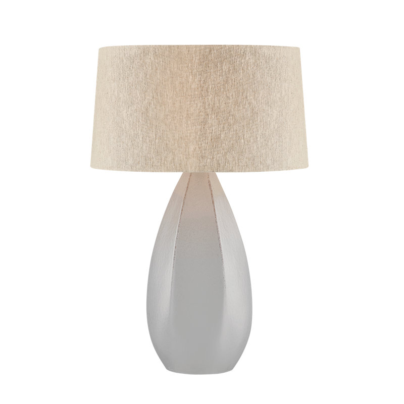 Colwyn Table Lamp in Aged Brass and Ceramic Dove White, Cream, Cream