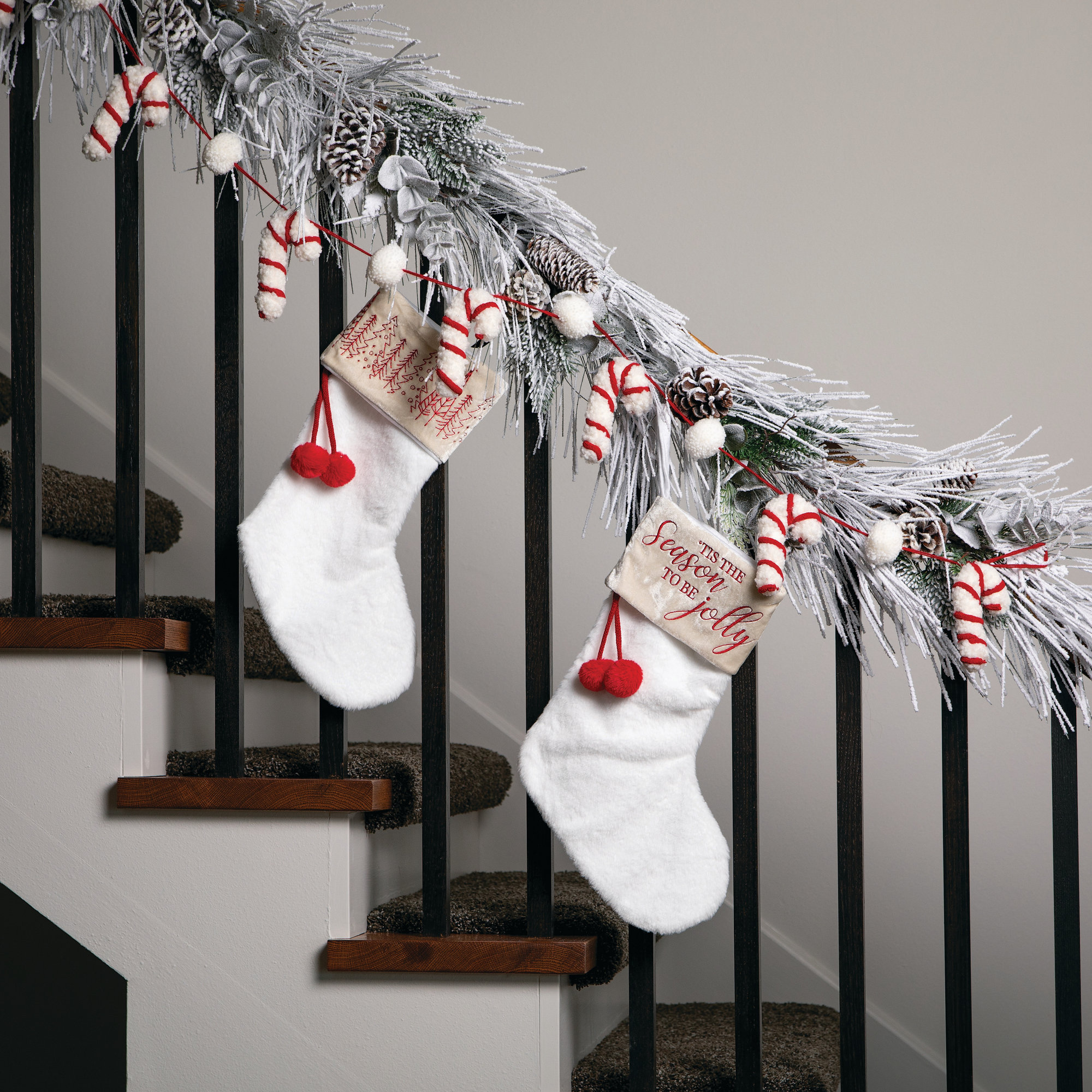 72" Artificial Heavily Flocked Christmas Garland, Green-White