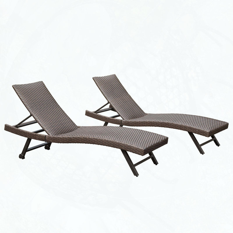 Chaise longue d'extérieur en osier 2 pièces