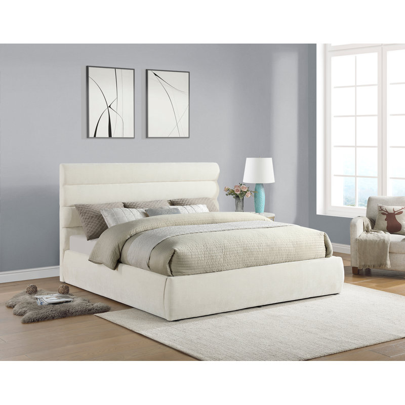 Lit en tissu Adam Chenille, Très grand, Cream