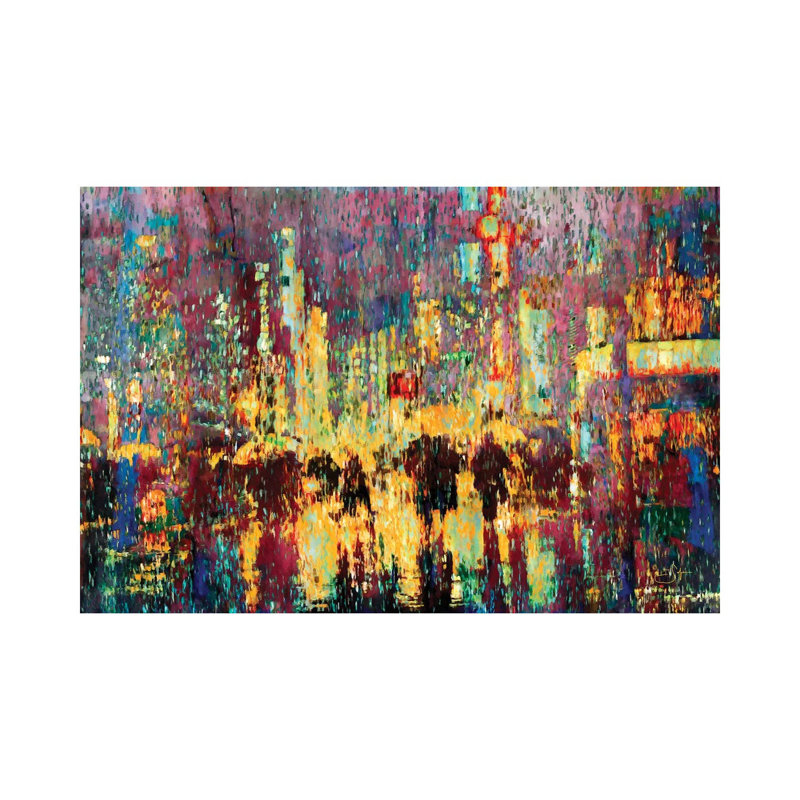 City Rain - Wrapped Canvas Painting, 66.04 cm H x 45.72 cm W x 3.175 cm D