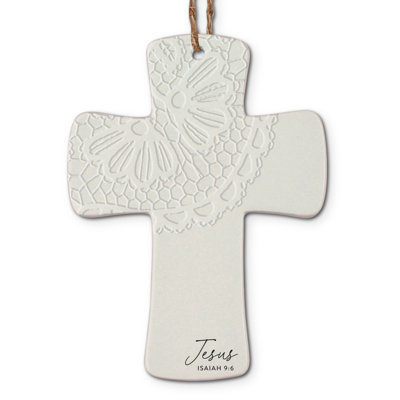 Ornement de Noël croix dentelle Jésus
