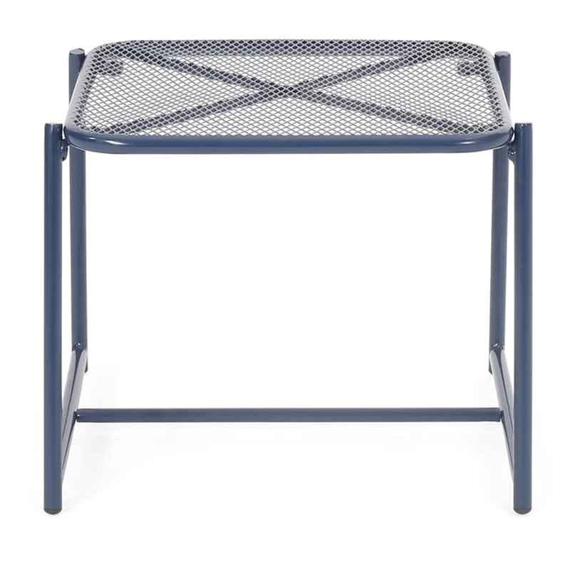 15.98" H Navy Iron Side Table, Modern With Weather- Feature And Durability, 19.42" W X 18.04" D, Assembly Needed 19.42"W 18.04"D H, Iron, Weather-,