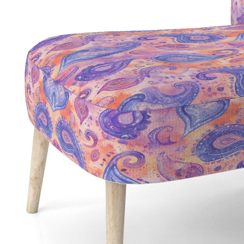 Chaise d'appoint moderne - Chaise d'appoint rose à motif cachemire, Chaise d'appoint sans accoudoirs