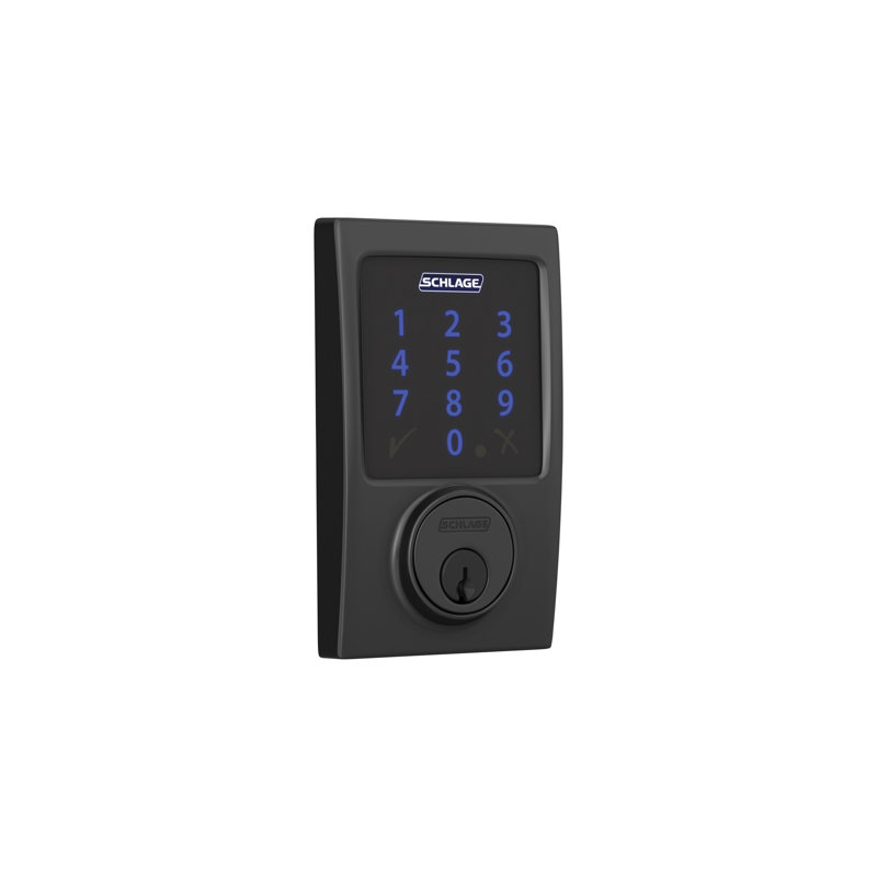 Schlage Connect Z-Wave Plus Smart Deadbolt with Century Trim, Matte Black, Yes