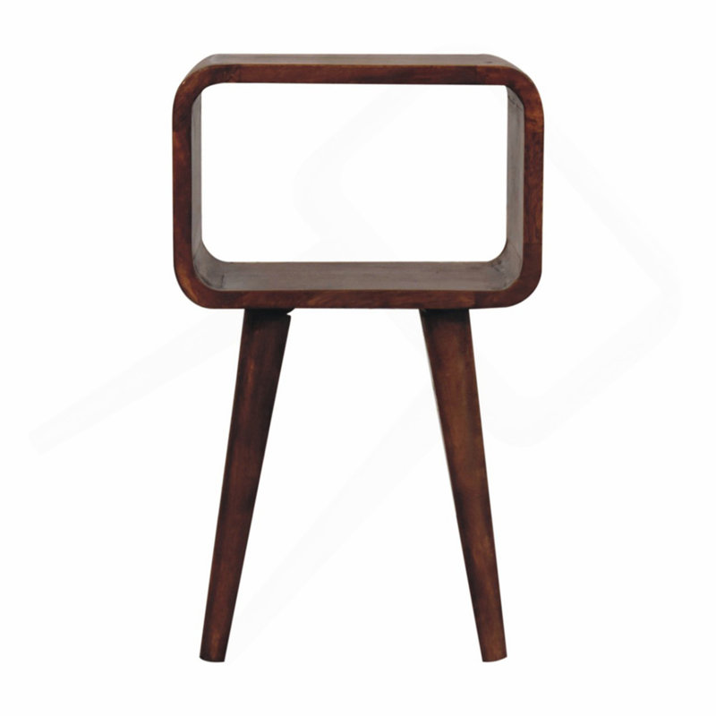 Mini table de chevet courbée ouverte en bois massif miel et caramel