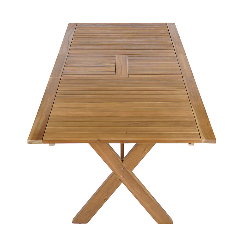 Table de salle à manger d'extérieur extensible 60 po à 76 po en bois d'acacia rustique avec pieds en forme de X Sullivan