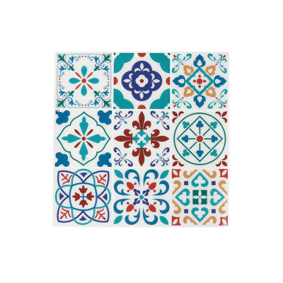 10 pièces 11,8 po X 11,8 po Dosseret mural décoratif en vinyle auto-adhésif en mosaïque bleue