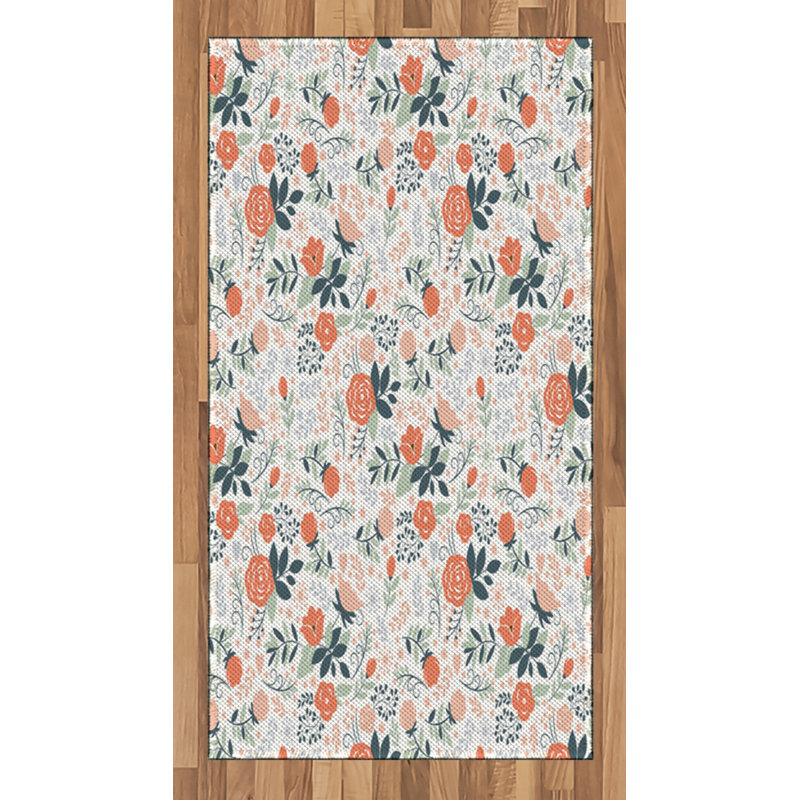Floral High Density Long Fiber Poly Threads Decorative Area Rug Carpet, Rectangle 2'7" x 5'