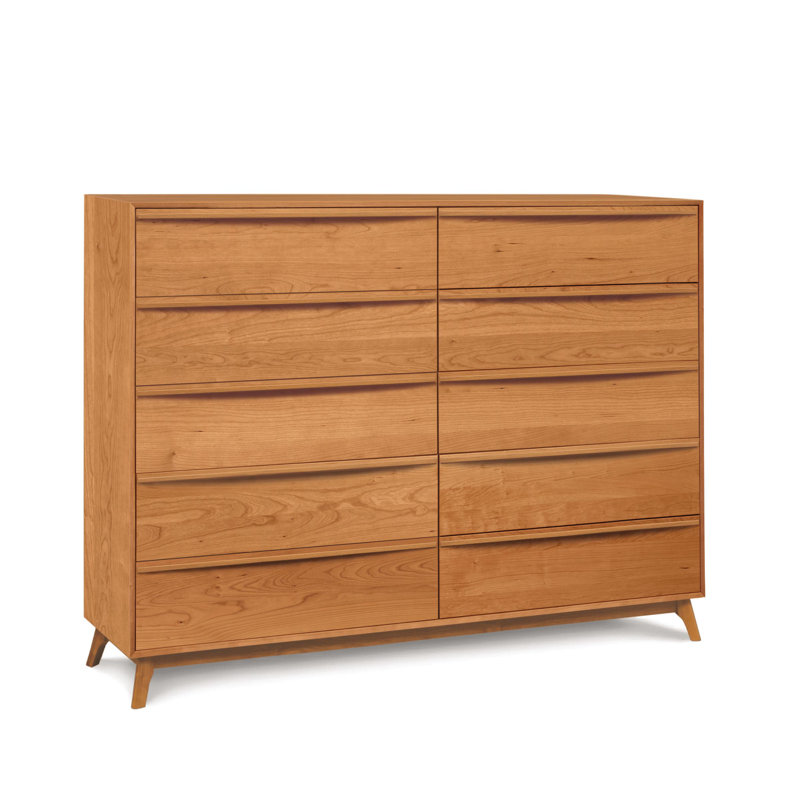 Catalina 10 - Drawer Solid Wood Dresser, Cherry