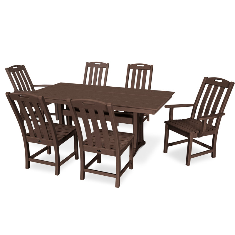 TREX Outdoors Yacht Club 7-Piece Farmhouse Trestle Dining Set, Vintage Lantern