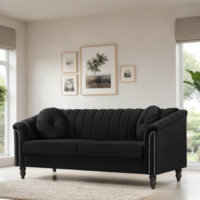 75" Upholstered Classic Chesterfield Sofa
