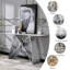 Console en verre trempé blanc de 55 pouces avec base en forme de M en miroir argenté