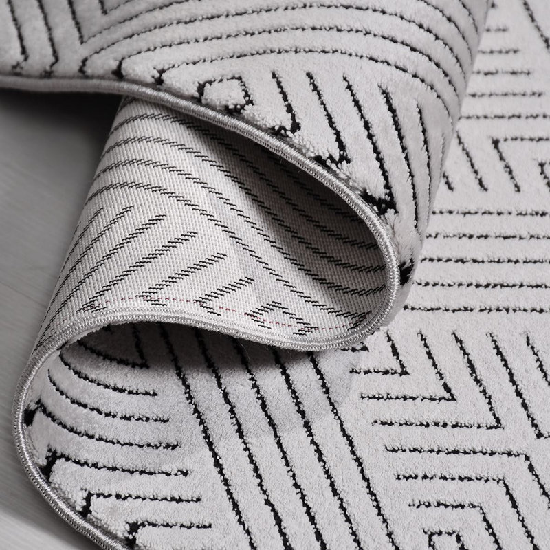 Tapis gris moderne lavable à la machine, Rectangle de 2 pi 7 po x 5 pi
