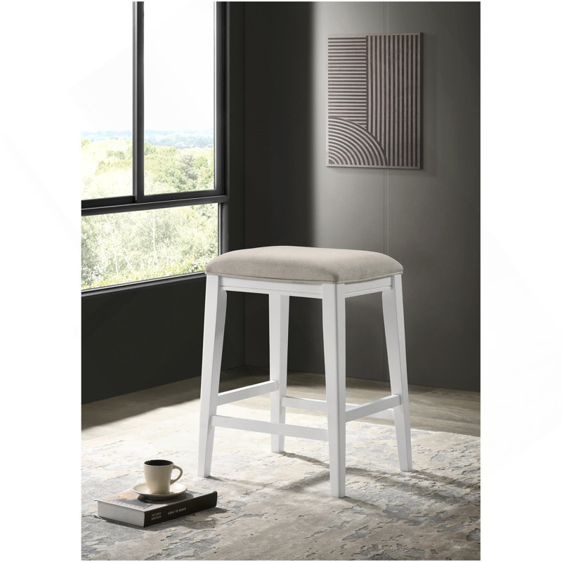 Tabouret à hauteur de comptoir blanc 17 po avec assise rembourrée Sasha