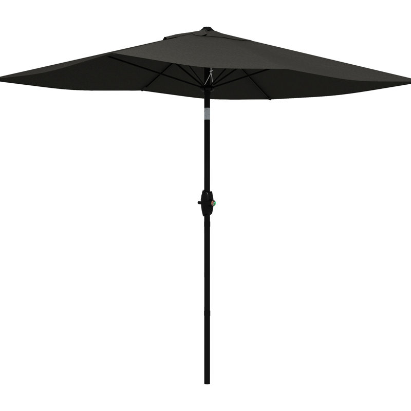 6.5' X 10' Rectangular Patio Umbrella - Dark Grey. Outdoor Table Shelter With Protection. Convenient Crank And Tilt Mechanism. Adjustable For Preferred Sunshade Effect. Wind Vent Stable Structure