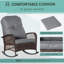 Chaise berçante d'extérieur en osier avec assise large, coussin épais et moelleux, chaise berçante en rotin