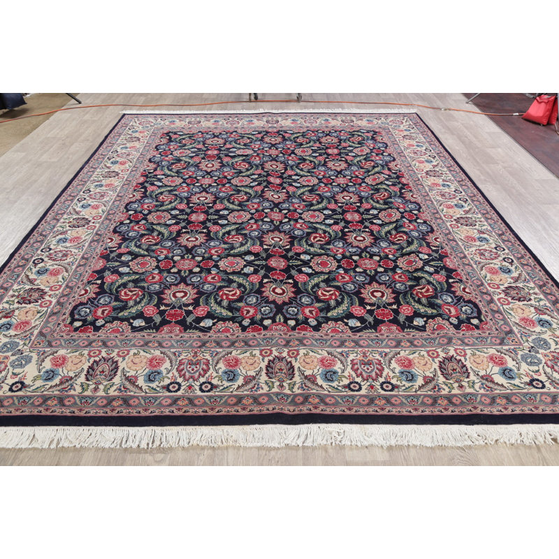 Tapis de zone en laine rouge/bleu 9 pi 1 po x 11 pi 9 po one-of-kind-noué la main Chicopee
