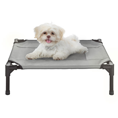  PETMAKER 24.5x18.5-Inch Elevated Dog Bed - Portable Pet Bed with Carrying Case for Small Dogs, Gray