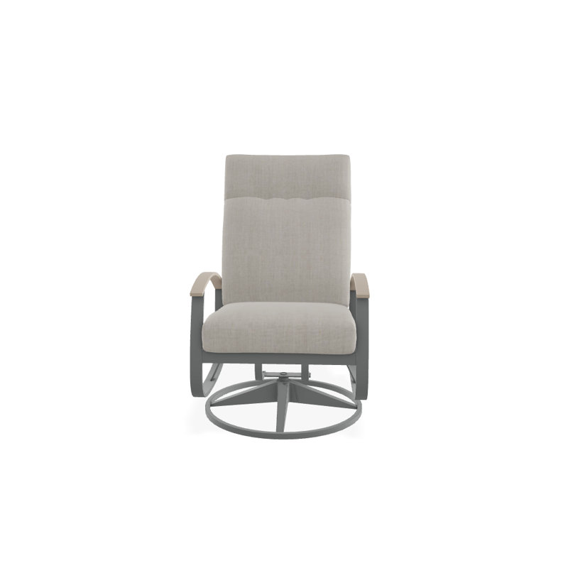 Belle Isle Outdoor Swivel Lounge Chair, Cabana Classic Black Stripe Sunbrella®, Desert P60, Textured Graphite
