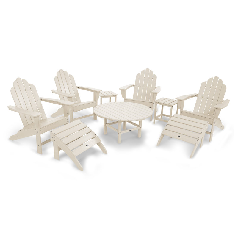 POLYWOOD Long Island Adirondack 9-Piece Conversation Group, Sand